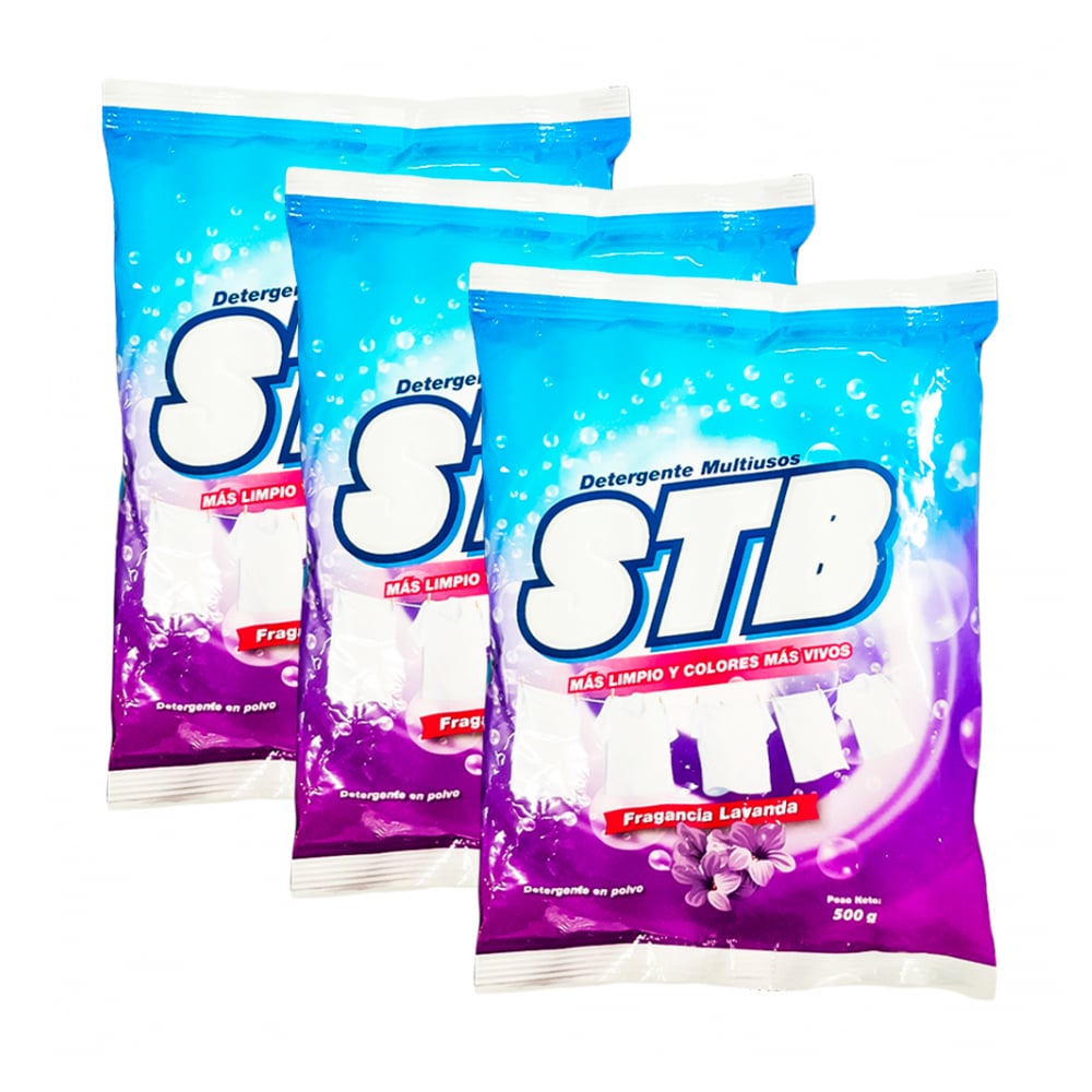Detergente en polvo multiusos con fragancia a lavanda STB (3 x 500 g / 1.1 lb) - Imagen 1