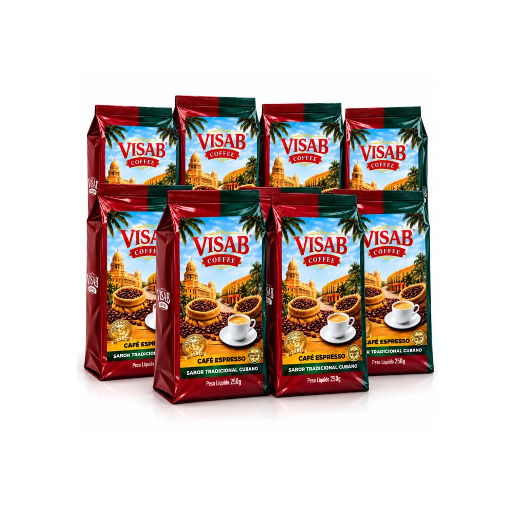 Café espresso sabor tradicional cubano Visab Coffee (8 x 250 g / 8.81 oz) - Imagen 1