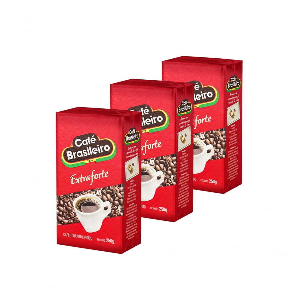 Café extra fuerte Brasileiro (3 x 250 g / 8.8 oz) - Imagen 1