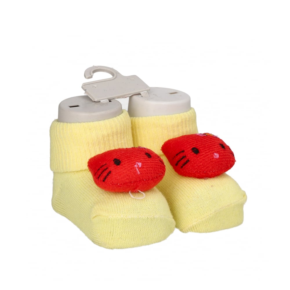 Par de calcetines de color amarillo con sonajero de peluche para bebé Ayaydin Miroglio - Imagen 1