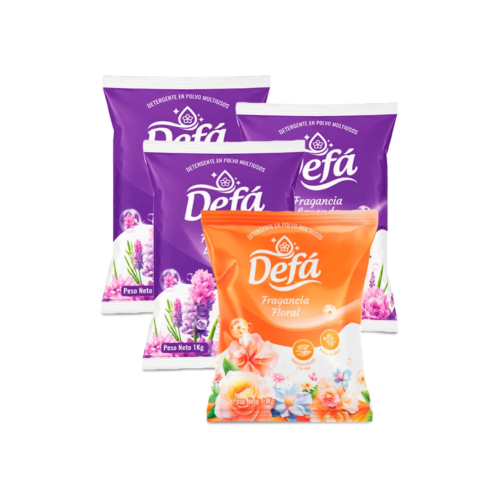 Combo de detergentes Defá #8: Detergente en polvo multiusos fragancia de lavanda Defá + Detergente en polvo multiusos fragancia floral Defá - Imagen 1