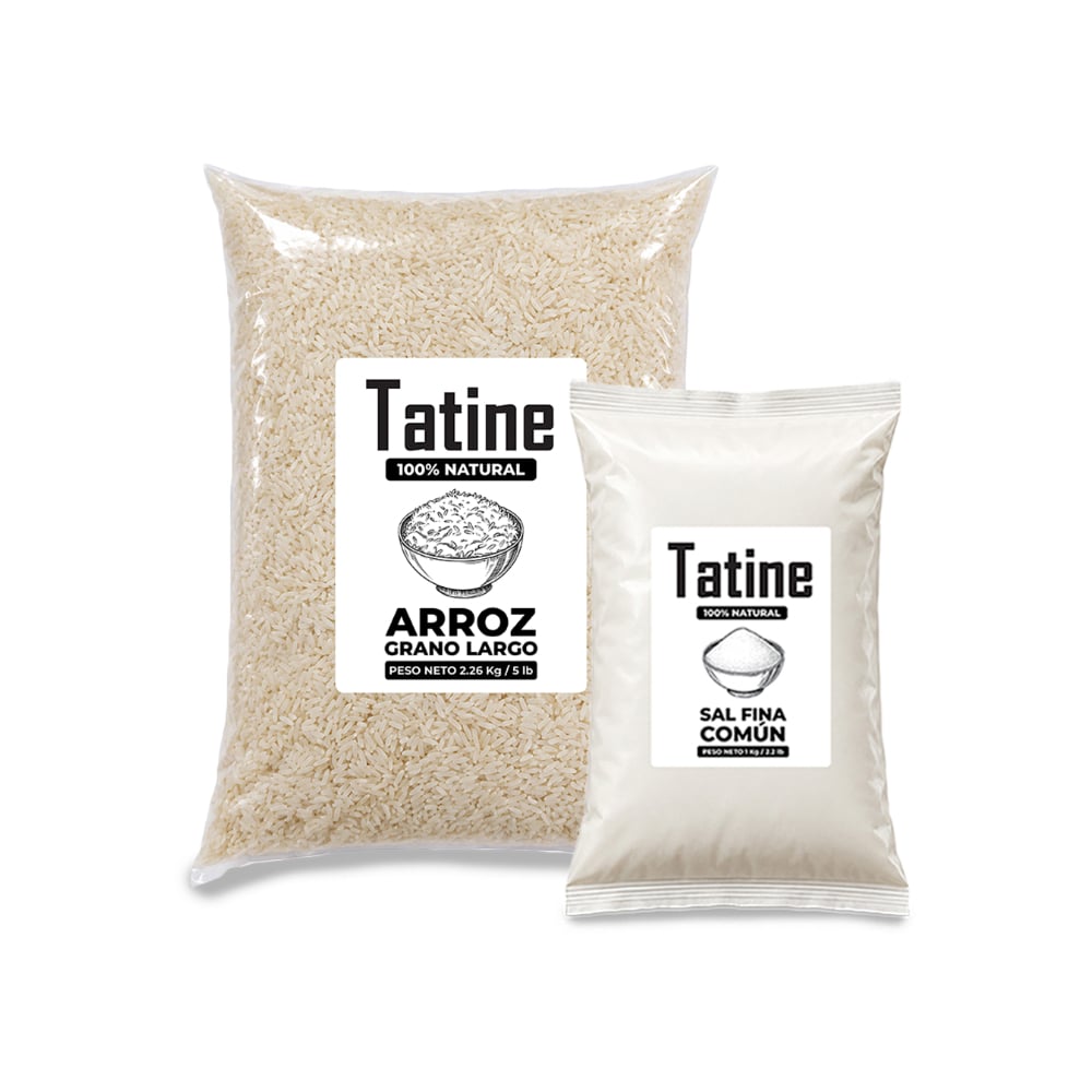 Combo básico Tatine #19: Arroz de grano largo Tatine + Sal fina común Tatine - Imagen 1
