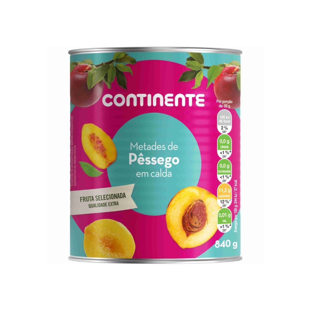 Mitades de melocotón en almíbar Continente (840 g / 1.85 lb) - Imagen 1