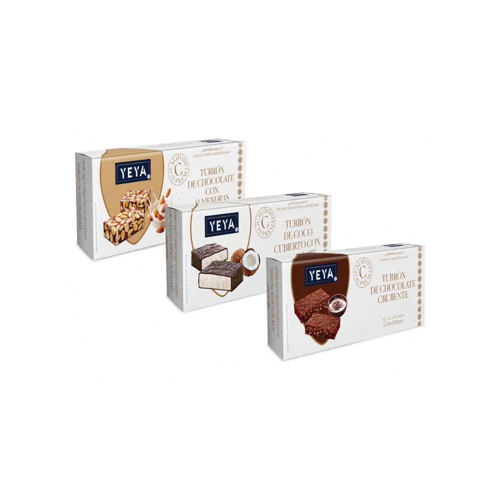 Turrones Yeya Calidad Suprema: chocolate crujiente + chocolate con almendras + chocolate con coco - Imagen 1
