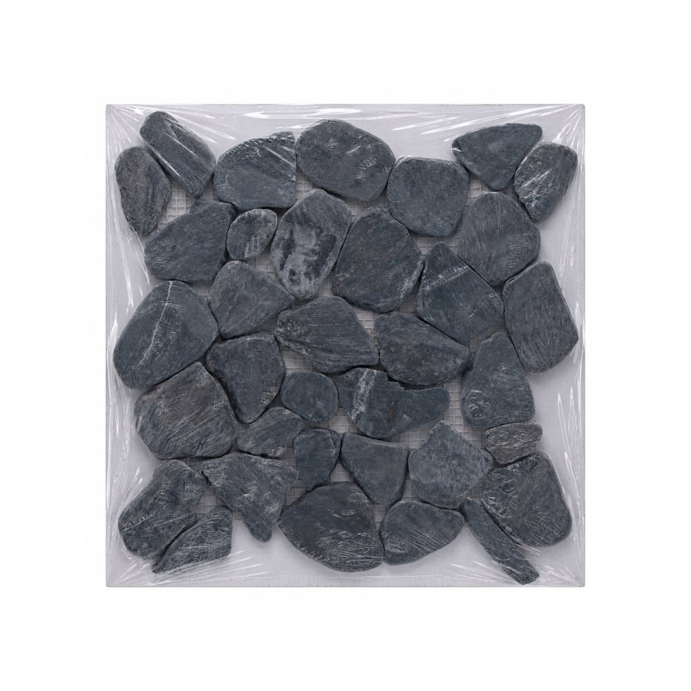 Caja de losas - Mosaico Black beach 27 x 27 cm – piedra de río natural Zeric (10 U) - Imagen 1