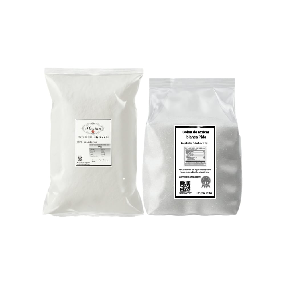 Harina de trigo Pida (1.36 kg / 3 lb) + Azúcar blanca Pida (1.36 kg / 3 lb) - Imagen 1