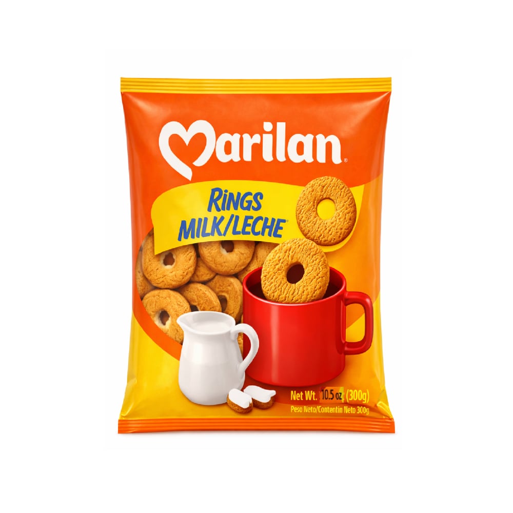 Galleta de leche con forma de rosquilla Rings Marilan (300 g / 10.58 oz) - Imagen 1