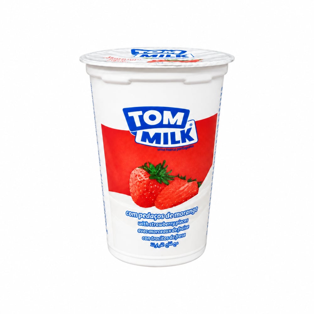 Yogur pasteurizado sabor fresa con trocitos de frutas Tom Milk (500 g / 1.10 lb) - Imagen 1