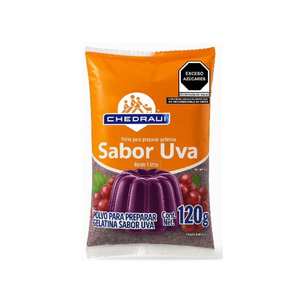 Polvo para preparar gelatina sabor uva Chedraui (120 g / 4.23 oz) - Imagen 1