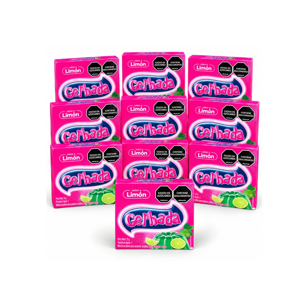 Gelatina sabor limón Gel´hada (10 x 35 g / 1.23 oz) - Imagen 1