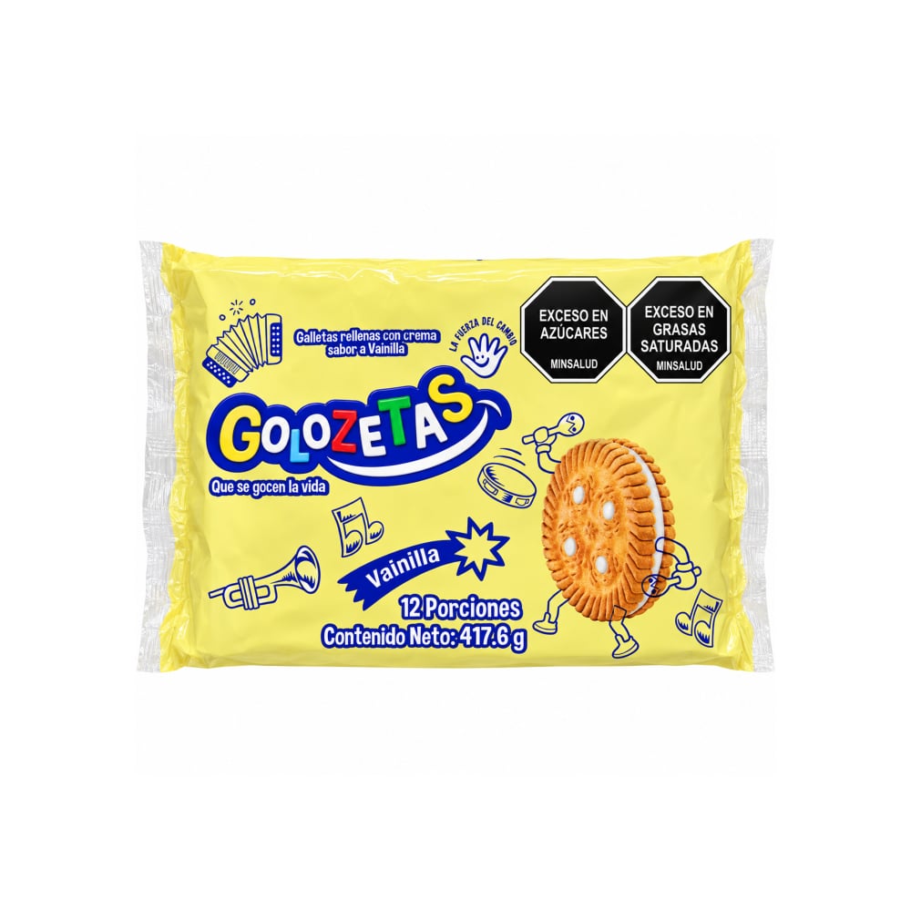Galletas rellenas con crema sabor a vainilla Golozetas (417.6 g / 14.73 oz) - Imagen 1