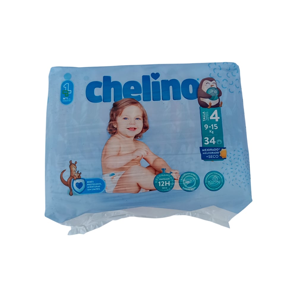 Pañales desechables para bebé Talla 4 de 9-15 kg Chelino (34 U) - Imagen 1