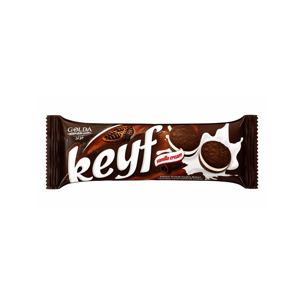 Galleta sándwich de chocolate con crema de vainilla Keyf Golda (50 g / 1.76 oz) - Imagen 1