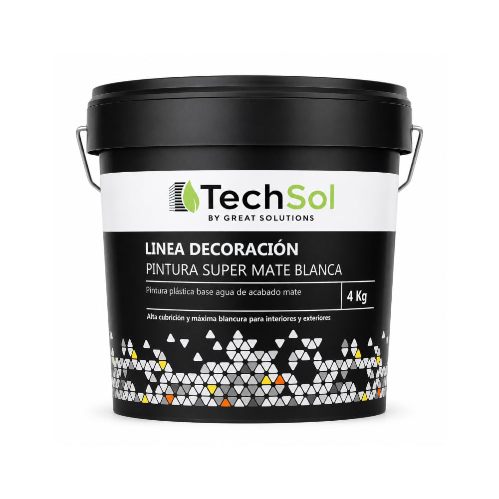 Pintura plástica al agua con acabado super mate blanca TechSol (4 kg / 8.8 lb) - Imagen 1