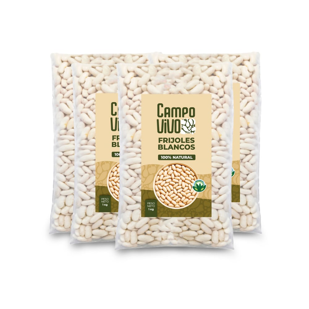 Frijoles blancos Campo Vivo (4 x 1 kg / 2.2 lb) - Imagen 1