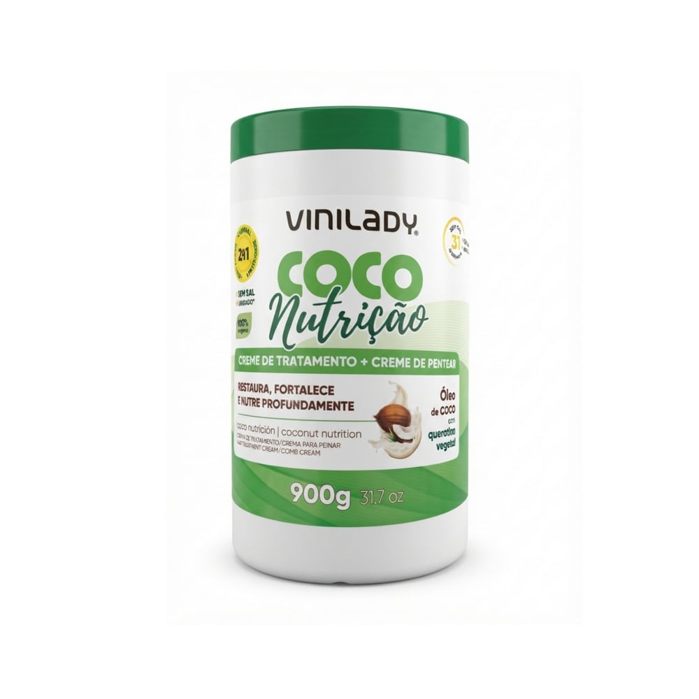 Crema de tratamiento y peinar de aloe coco y queratina vegetal Vinilady (900 g) - Imagen 1