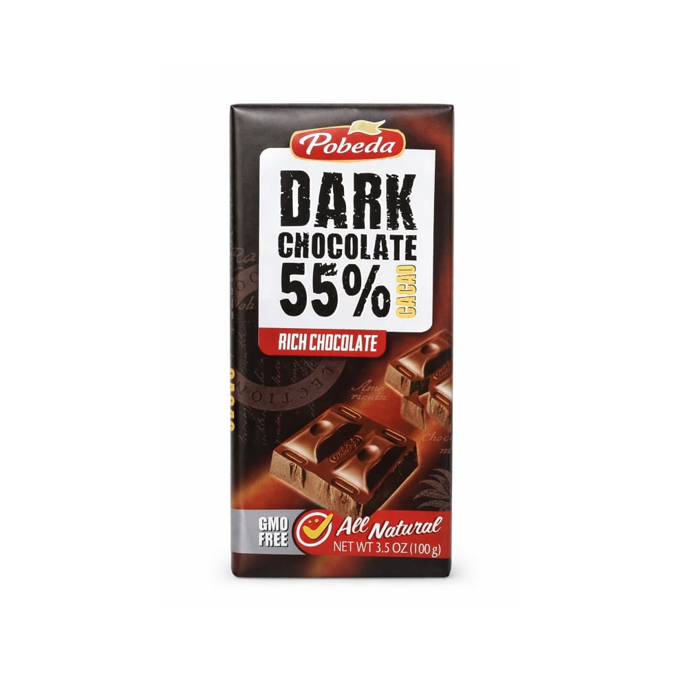 Tableta de chocolate negro con 55% de cacao Pobeda (100 g / 3.5 oz) - Imagen 1