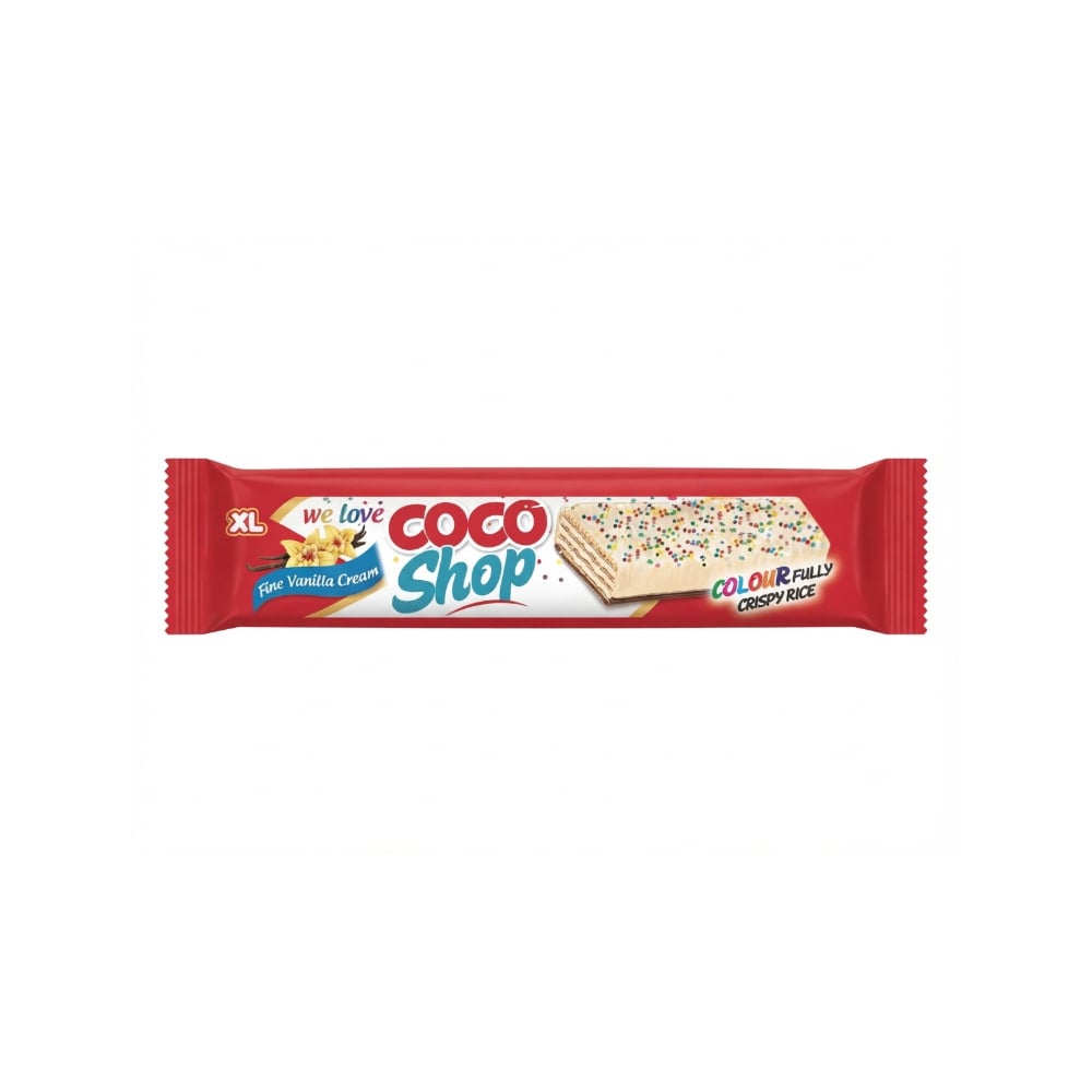 Oblea rellena y cubierta de chocolate blanco y chispas XXL Coco Shop Akai (70 g / 2.46 oz) - Imagen 1