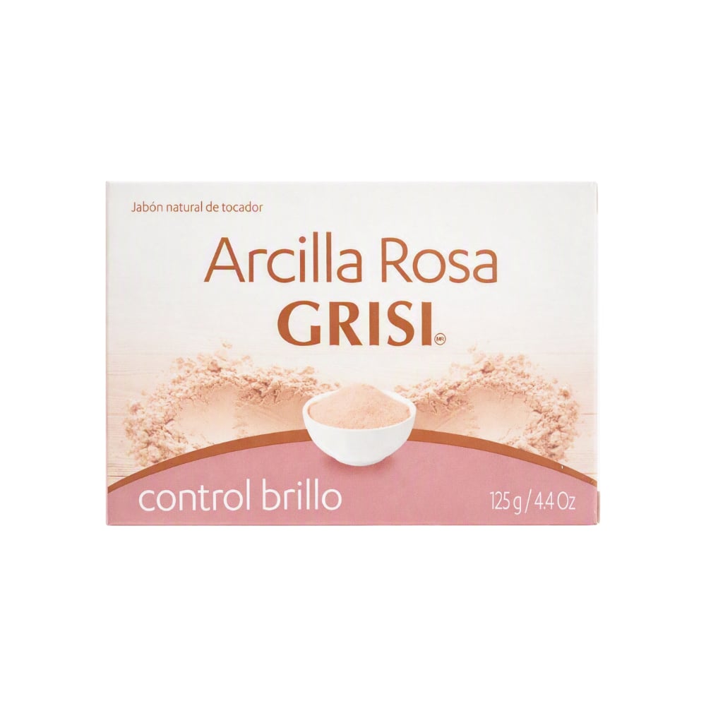 Jabón natural de tocador control brillo arcilla rosa Grisi (125 g / 4.41 oz) - Imagen 1