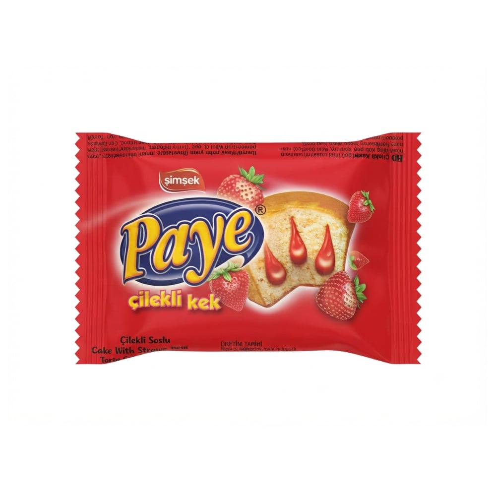 Pastelito de vainilla relleno con crema de fresa Paye Simsek (25 g) - Imagen 1