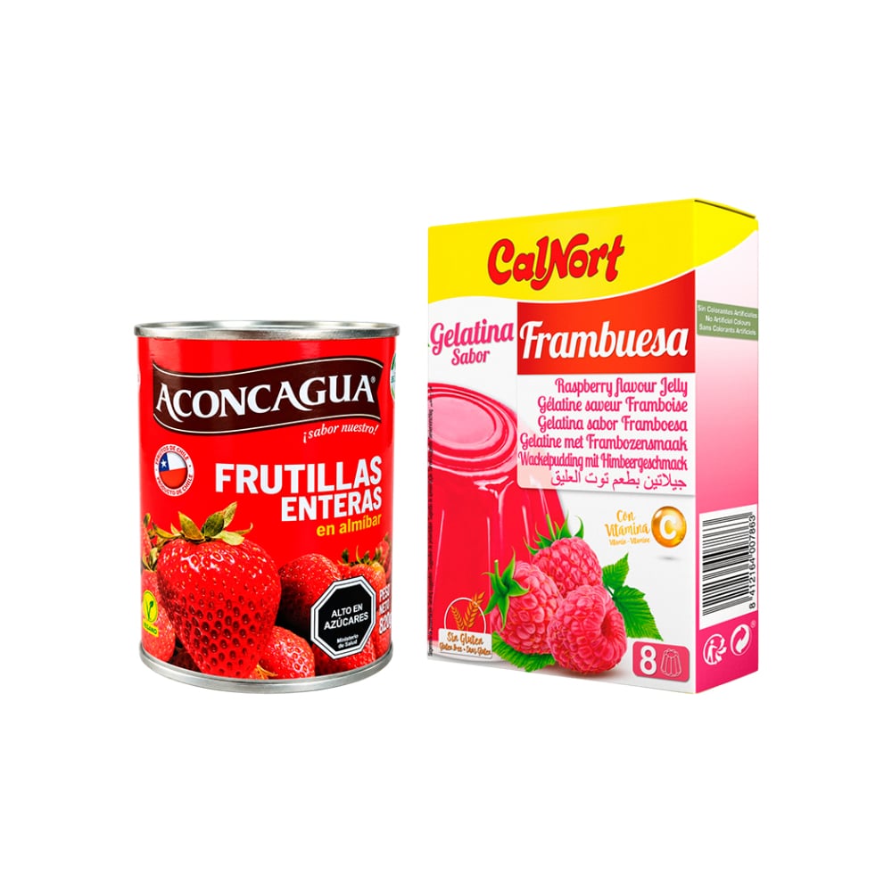 Combo: Frutillas enteras en almíbar +  Gelatina frambuesa - Imagen 1