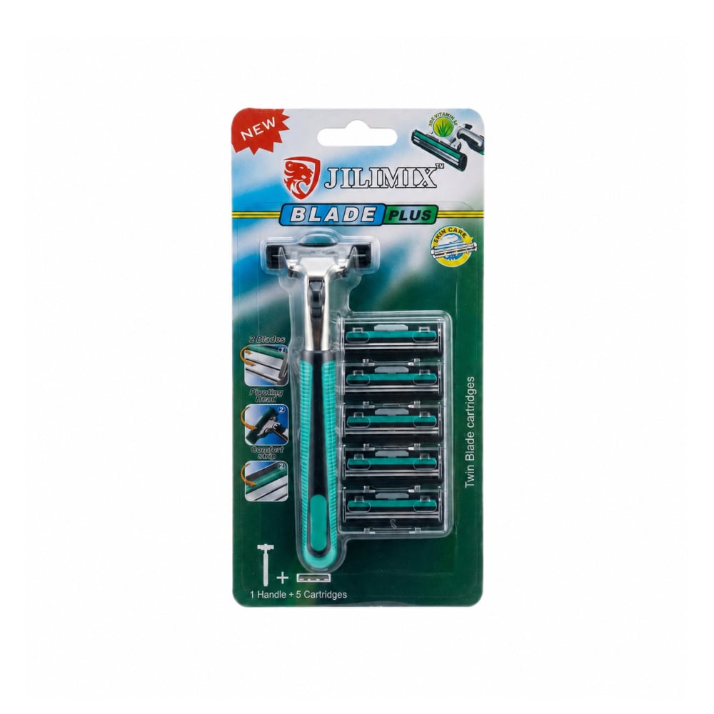 Máquina de afeitar 1 mango de maquinilla + 5 cabezales de repuesto JILIMIX Blade Plus - Imagen 1