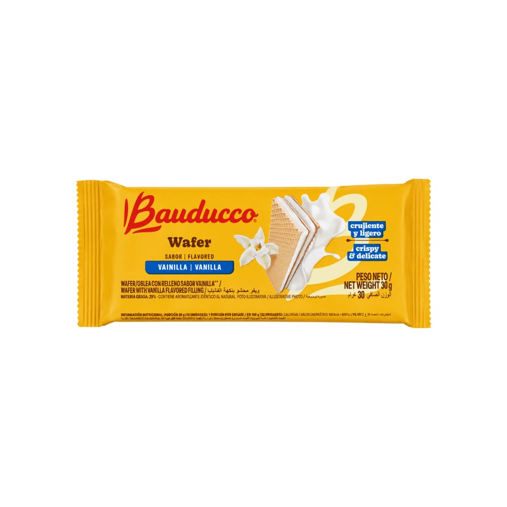 Sorbetos rellenos con crema sabor a vainilla Bauducco (30g / 1.1oz) - Imagen 1