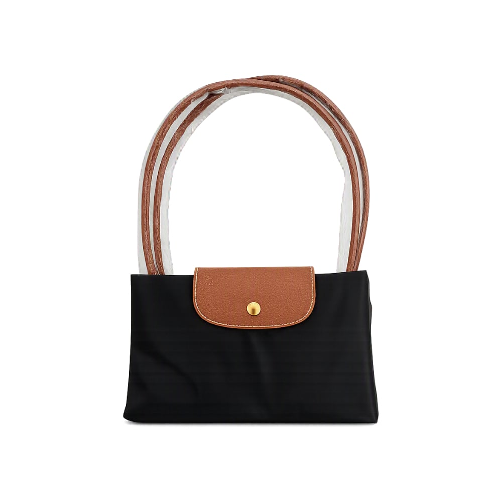 Bolso de nailon negro plegable con detalles camel y asas extraíbles Isabella - Imagen 1