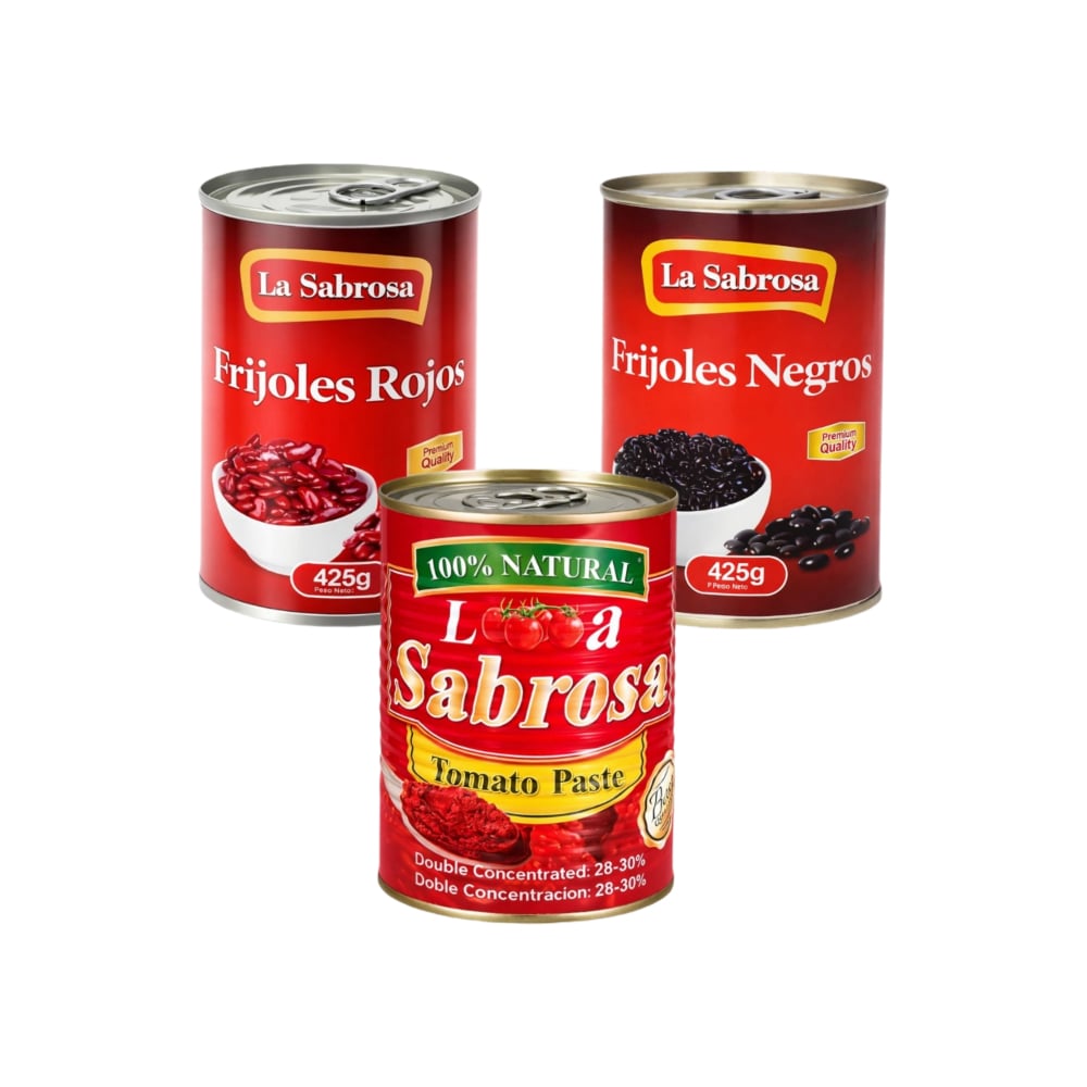 Frijoles rojos enlatados + Frijoles negros enlatados + Pasta de tomate - Imagen 1