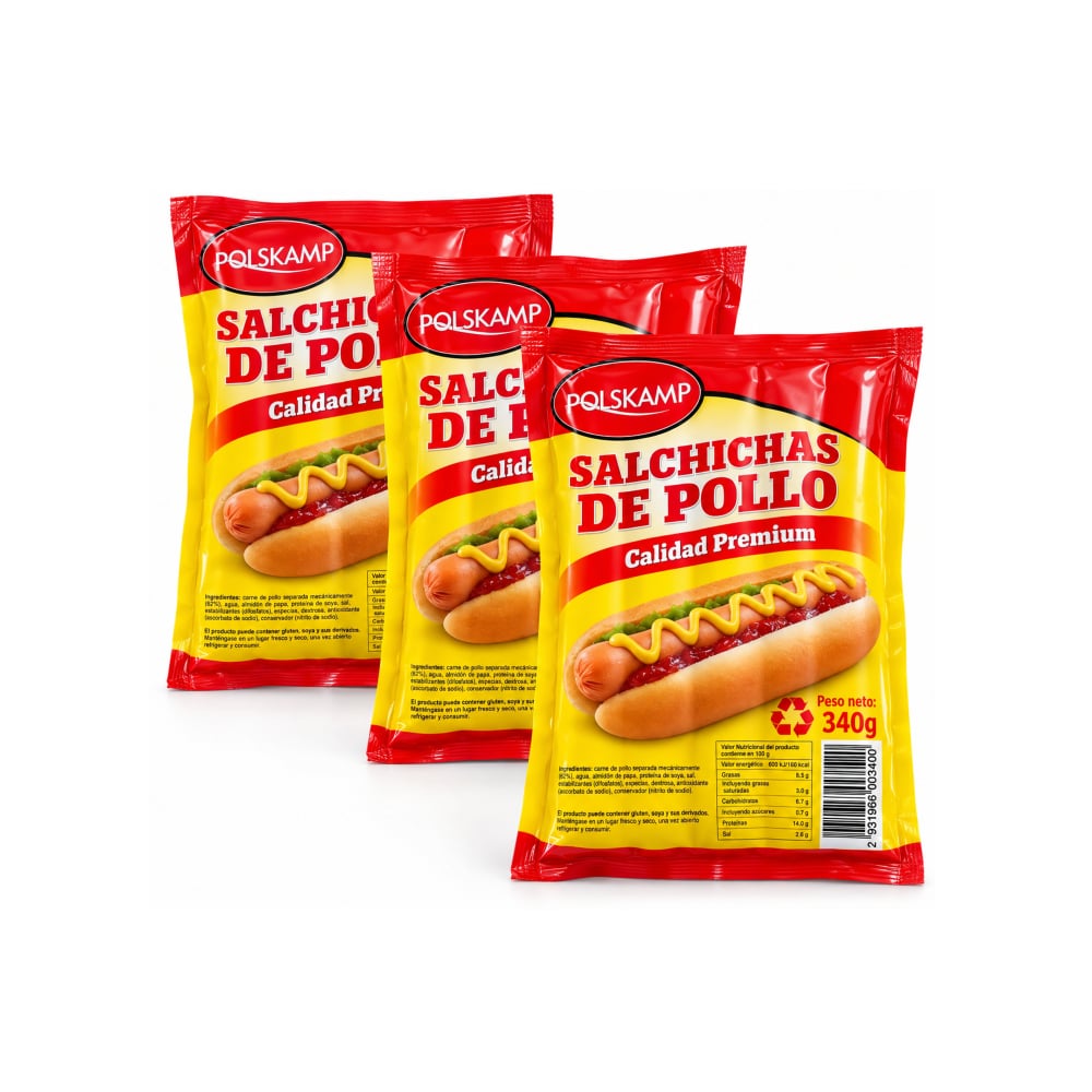 Salchichas de pollo Polskamp (3 x 340 g / 12 oz) - Imagen 1