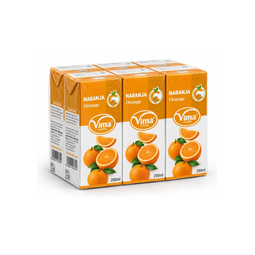 Néctar de naranja Vima Foods (6 x 200 ml) - Imagen 1