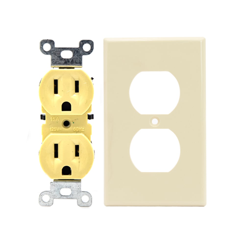 Tomacorriente doble de 125 V / 15 A con tapa Troen - Imagen 1