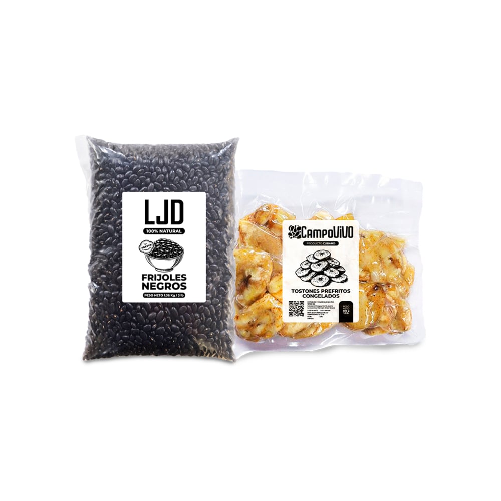 Combo criollo: Tostones prefritos congelados Campo Vivo + Frijoles negros LJD - Imagen 1