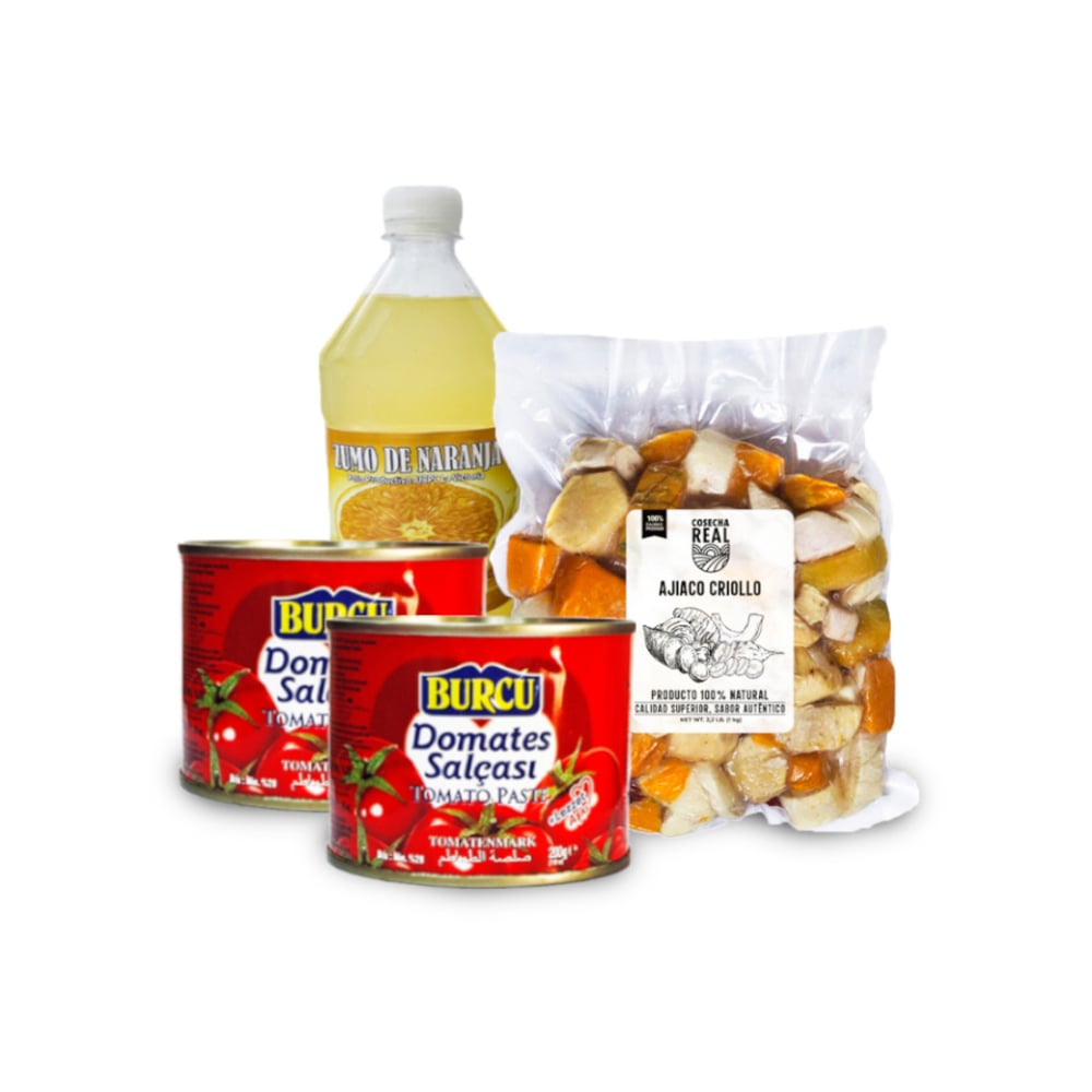 Combo para sopas #6: Pasta de tomate Burcu + Ajiaco criollo Cosecha Real + Zumo de naranja - Imagen 1