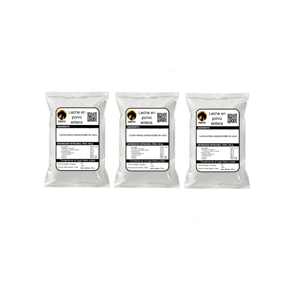 Leche en polvo entera Peco (3 x 500 g / 1.1 lb) - Imagen 1