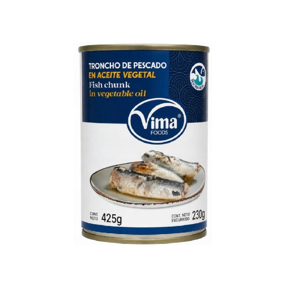Troncho de pescado en aceite vegetal Vima Foods (425 g / 15 oz) - Imagen 1