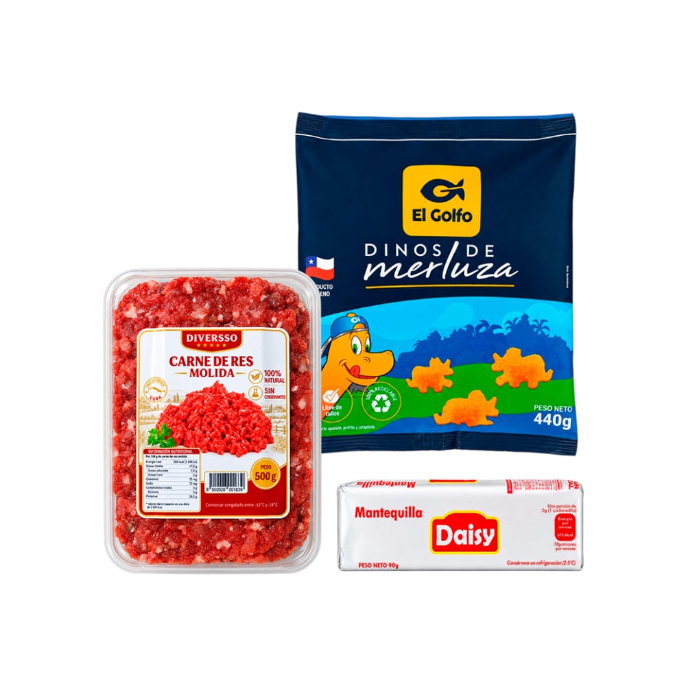 Combo: Nuggets de merluza (dinos) + Mantequilla + Carne de res molida - Imagen 1