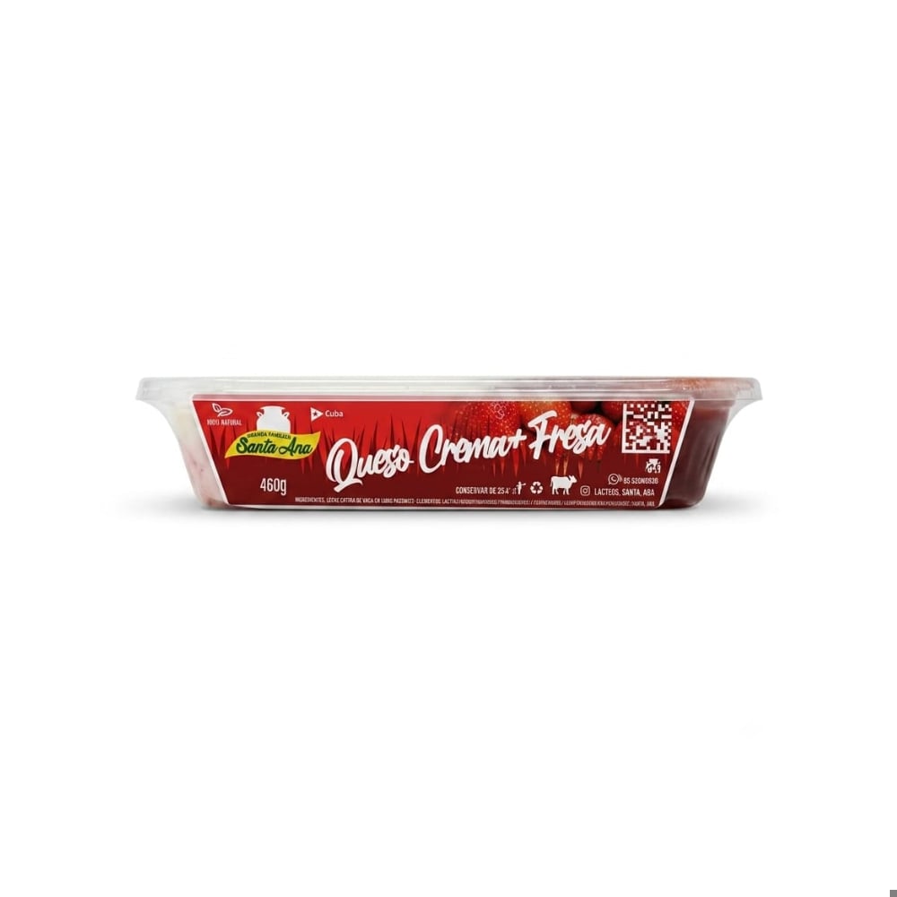 Queso crema con pulpa de fresa Santa Ana (460 g / 1.01 lb) - Imagen 1