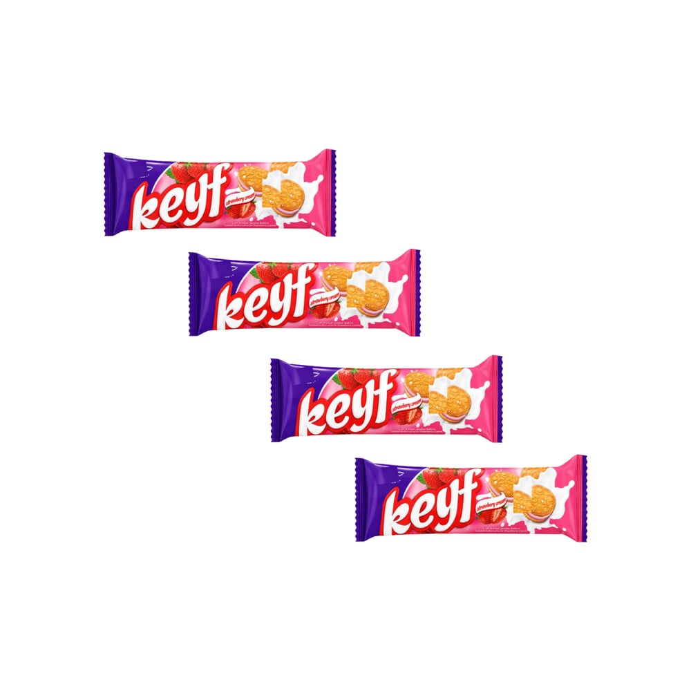 Galleta sándwich con crema de fresa Keyf Golda (4 X 50 g / 1.76 oz) - Imagen 1