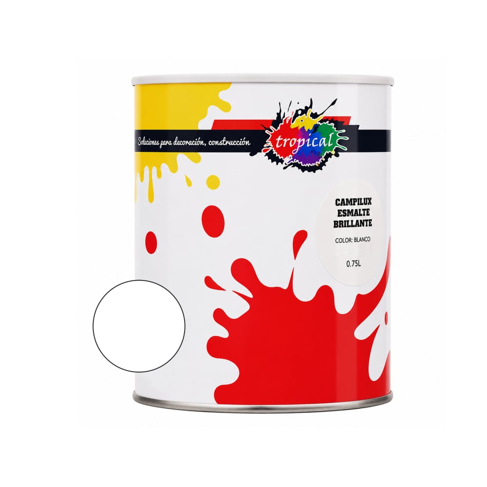 Pintura esmalte interior y exterior color blanco Campilux Tropical (750 ml) - Imagen 1