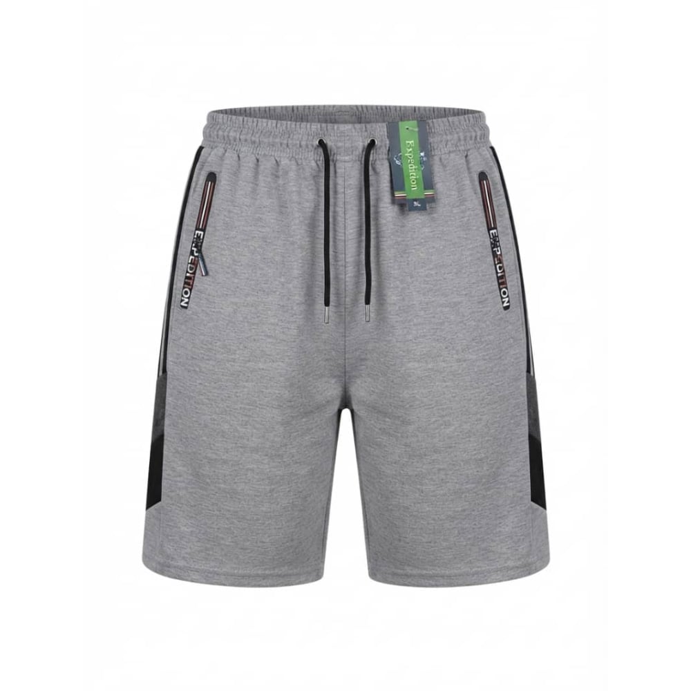 Short deportivo para hombre color gris claro con franjas laterales negras Expedition (Talla XL) - Imagen 1
