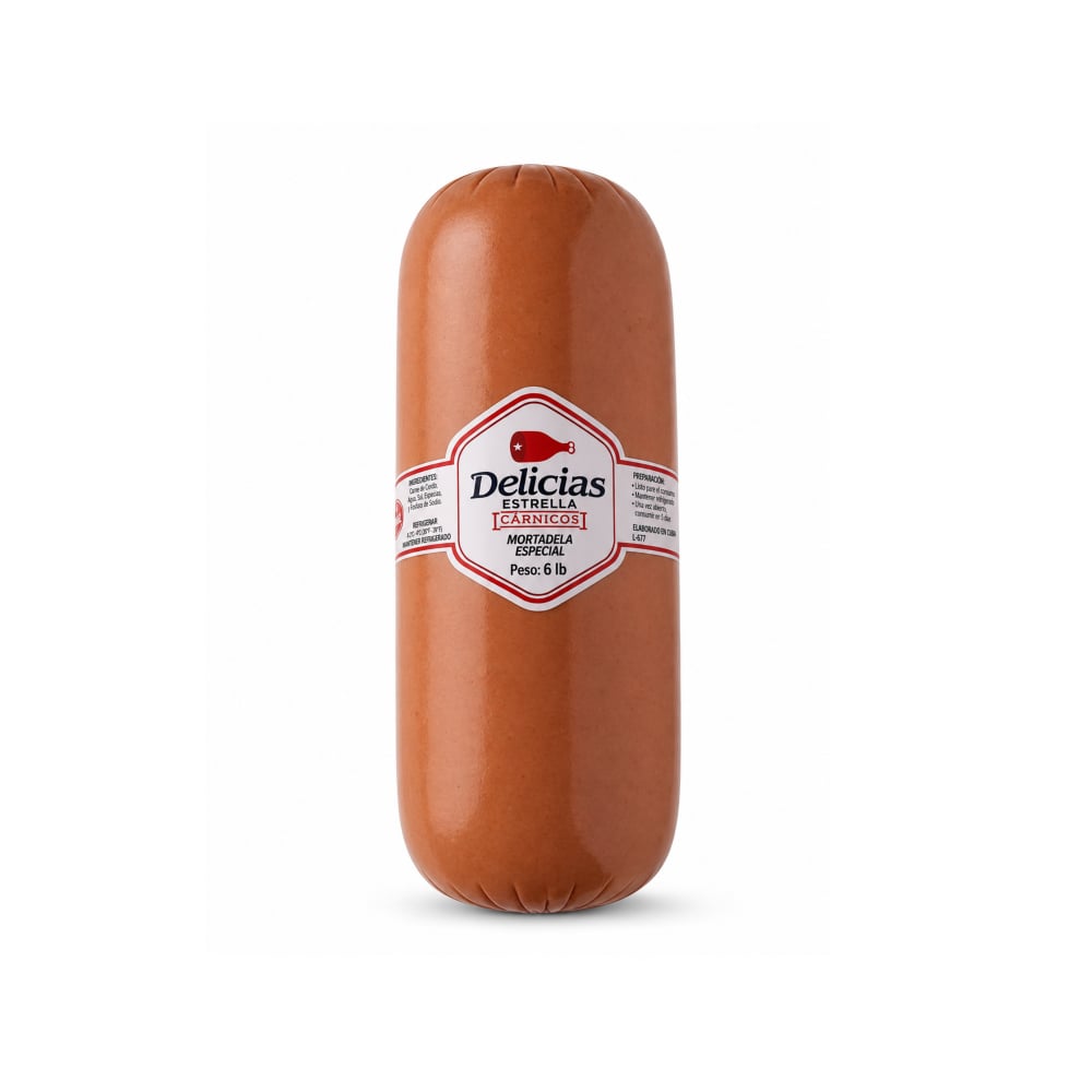 Mortadella especial Delicias Estrella (2.72 kg / 6 lb) - Imagen 1