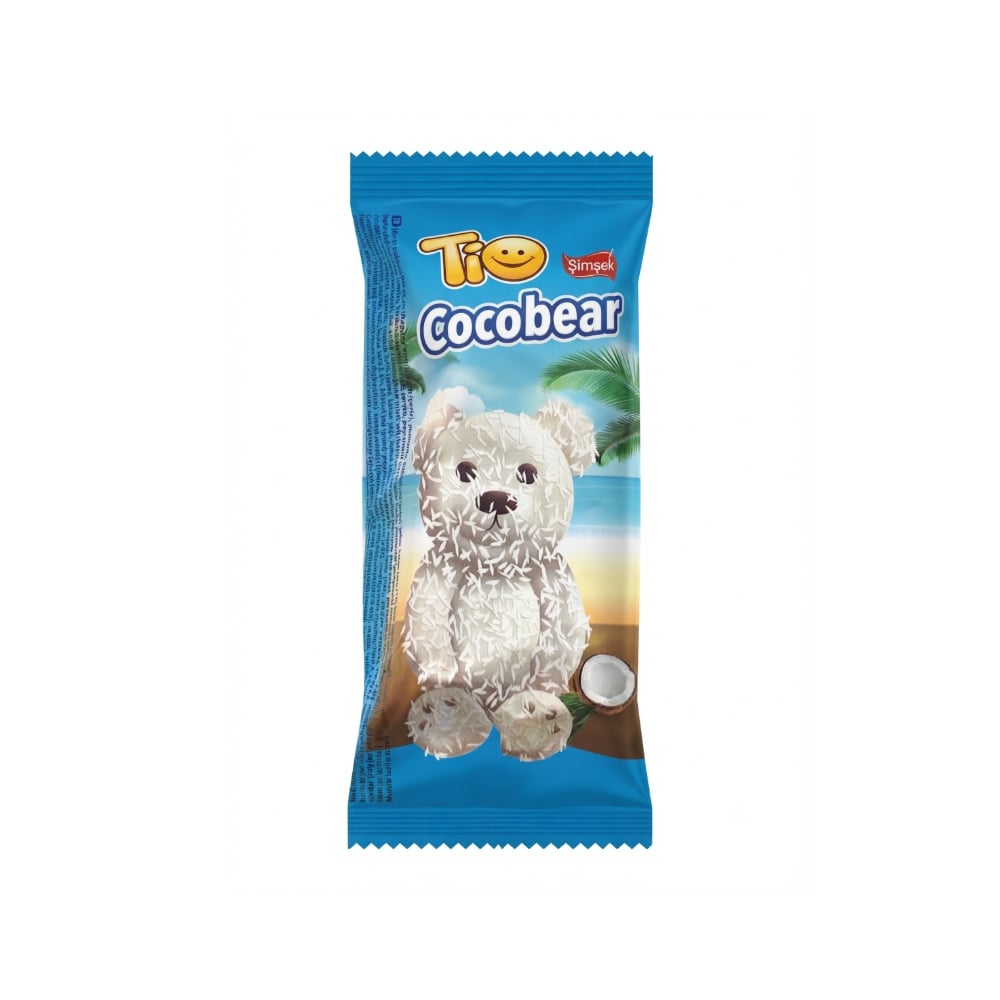 Pastel de chocolate con forma de oso cubierto de chocolate blanco y coco Tío Cocobear Simsek (40 g / 1.41 oz) - Imagen 1