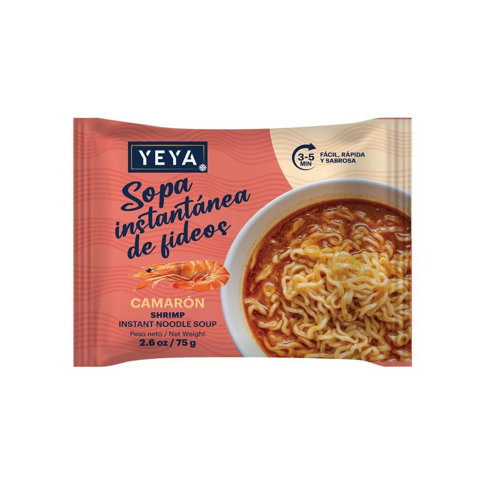 Sopa instantánea de fideos con sabor a camarón YEYA (75 g / 2.6 oz) - Imagen 1
