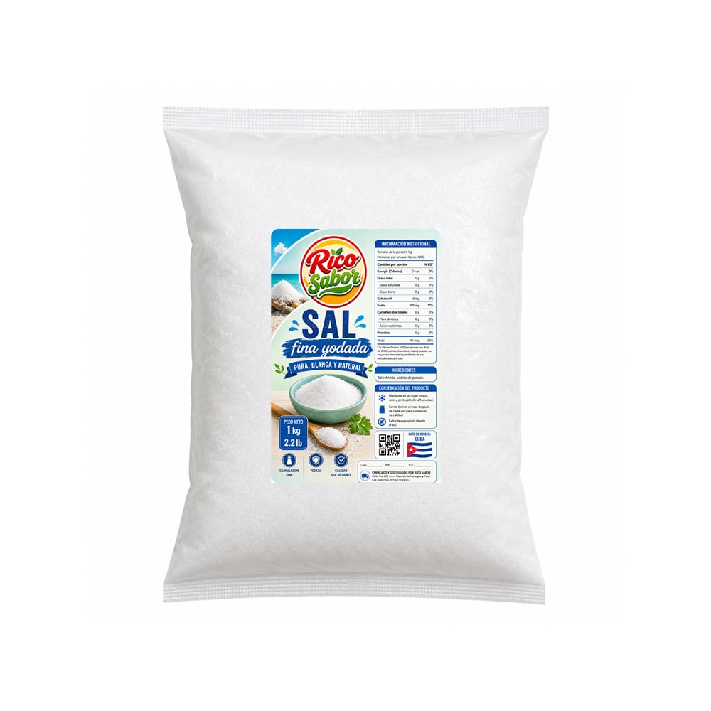 Sal fina yodada Rico Sabor (1 kg / 2.2 lb) - Imagen 1