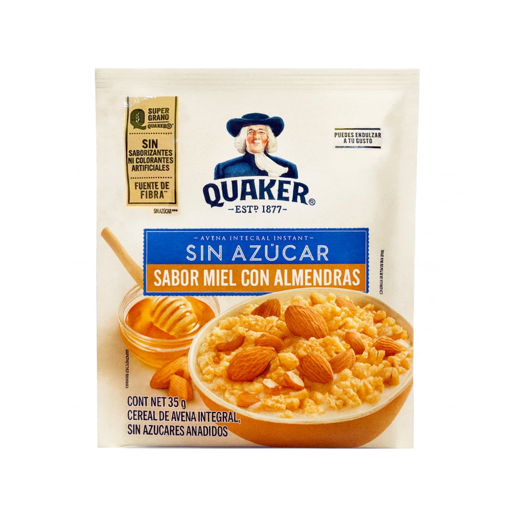Cereal de avena integral sabor miel con almendras Quaker (35 g / 1.23 oz) - Imagen 1