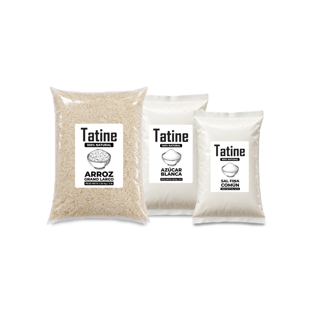 Combo básico de cocina #9: Arroz de grano largo Tatine + Sal fina común Tatine + Azúcar blanca Tatine - Imagen 1