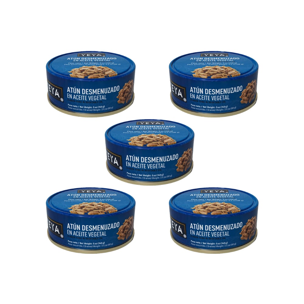 Atún desmenuzado en aceite vegetal YEYA (5 x 140 g / 5 oz) - Imagen 1