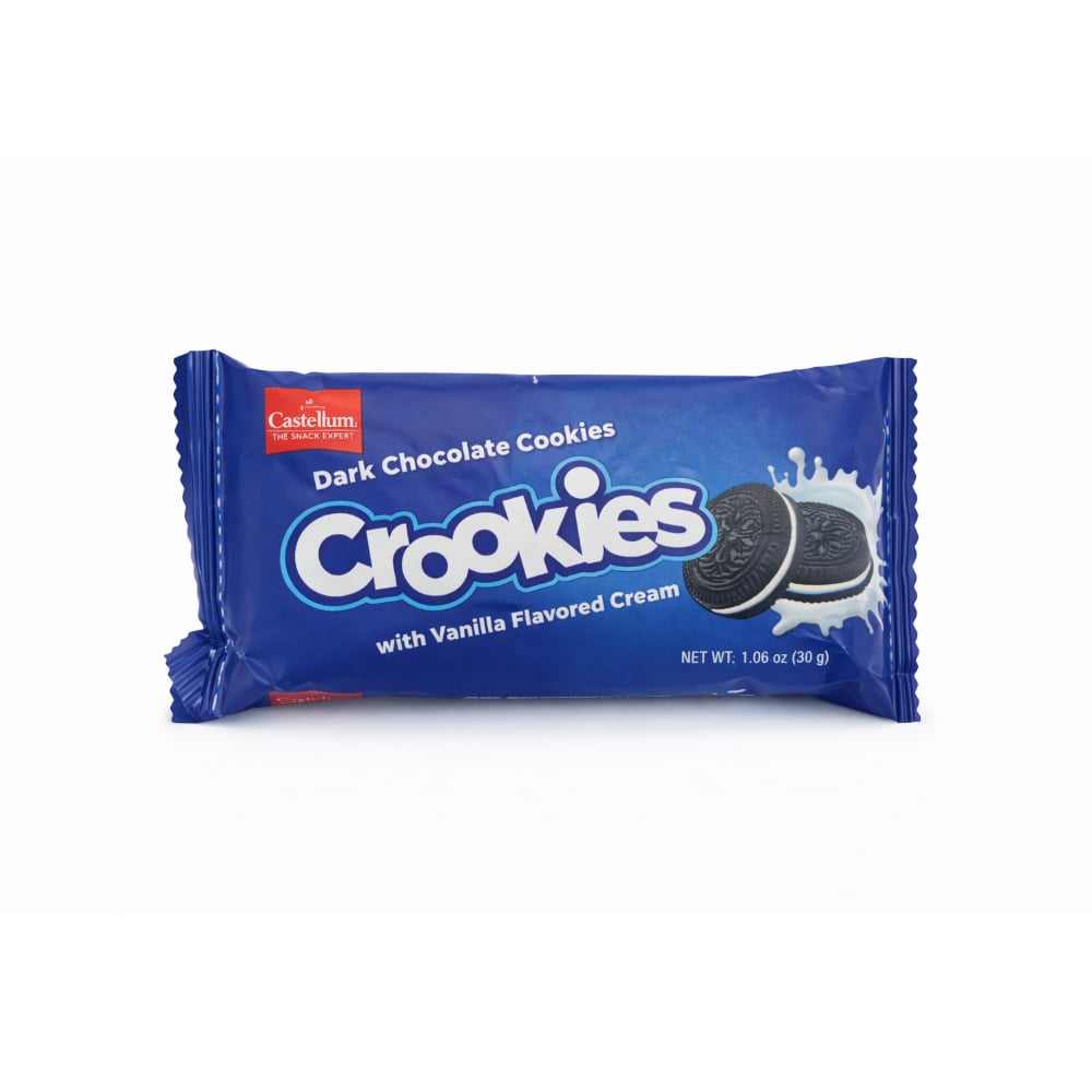 Galletas -sandwich- de chocolate negro con crema sabor vainilla Castellum (30 g / 1.06 oz) - Imagen 1