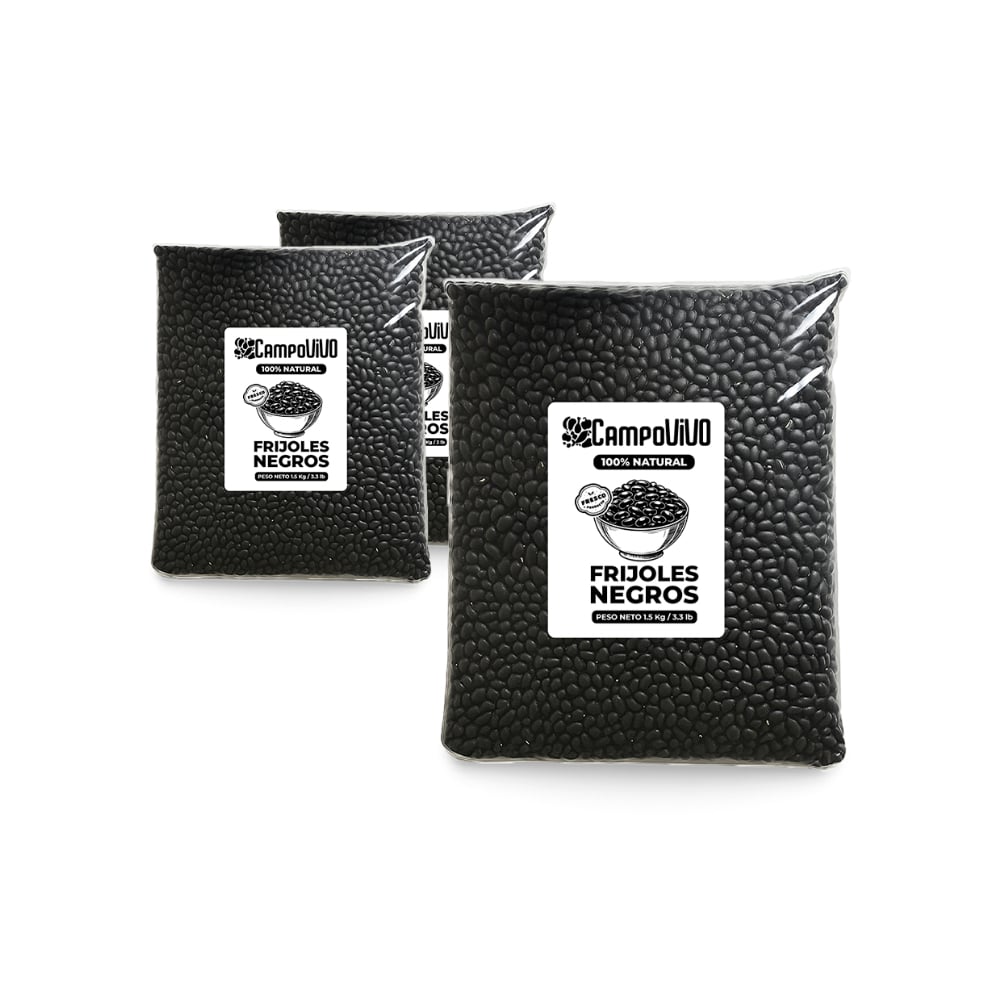 Frijoles negros Campo Vivo (3 x 1.5 kg / 3.3 lb) - Imagen 1